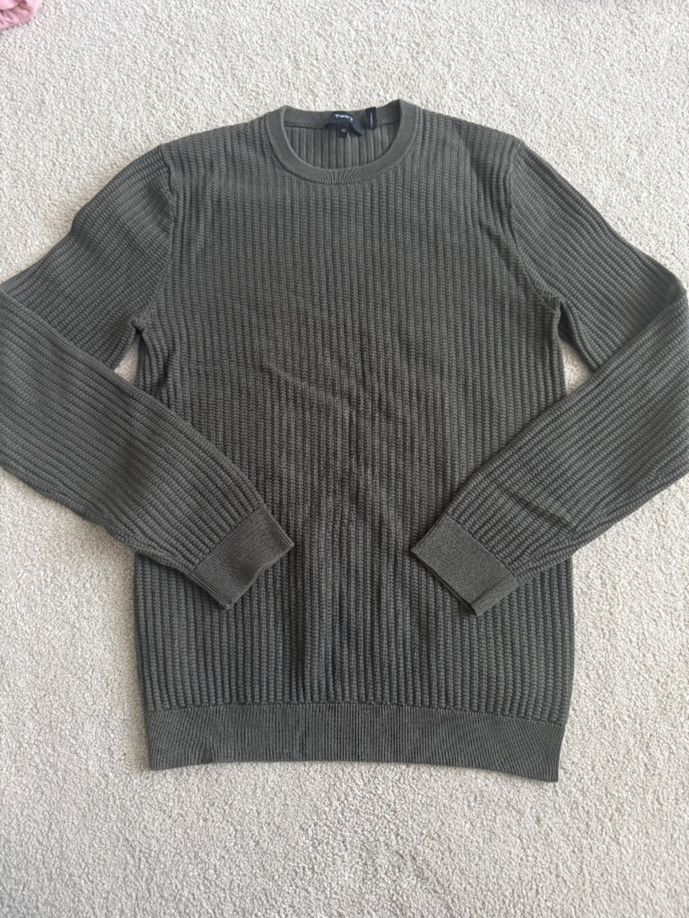 Theory Dark Green Cotton Long Sleeve Sweater - XS